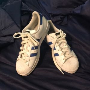 Adidas superstars blue and white